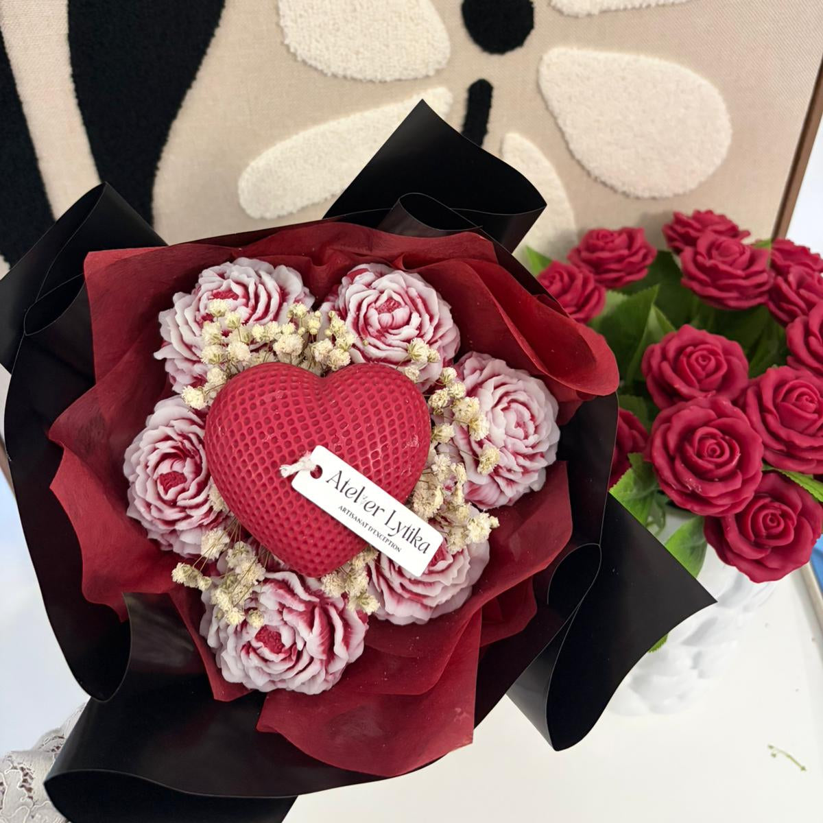 Bouquet parfumé – Fondants & Bougie cœur