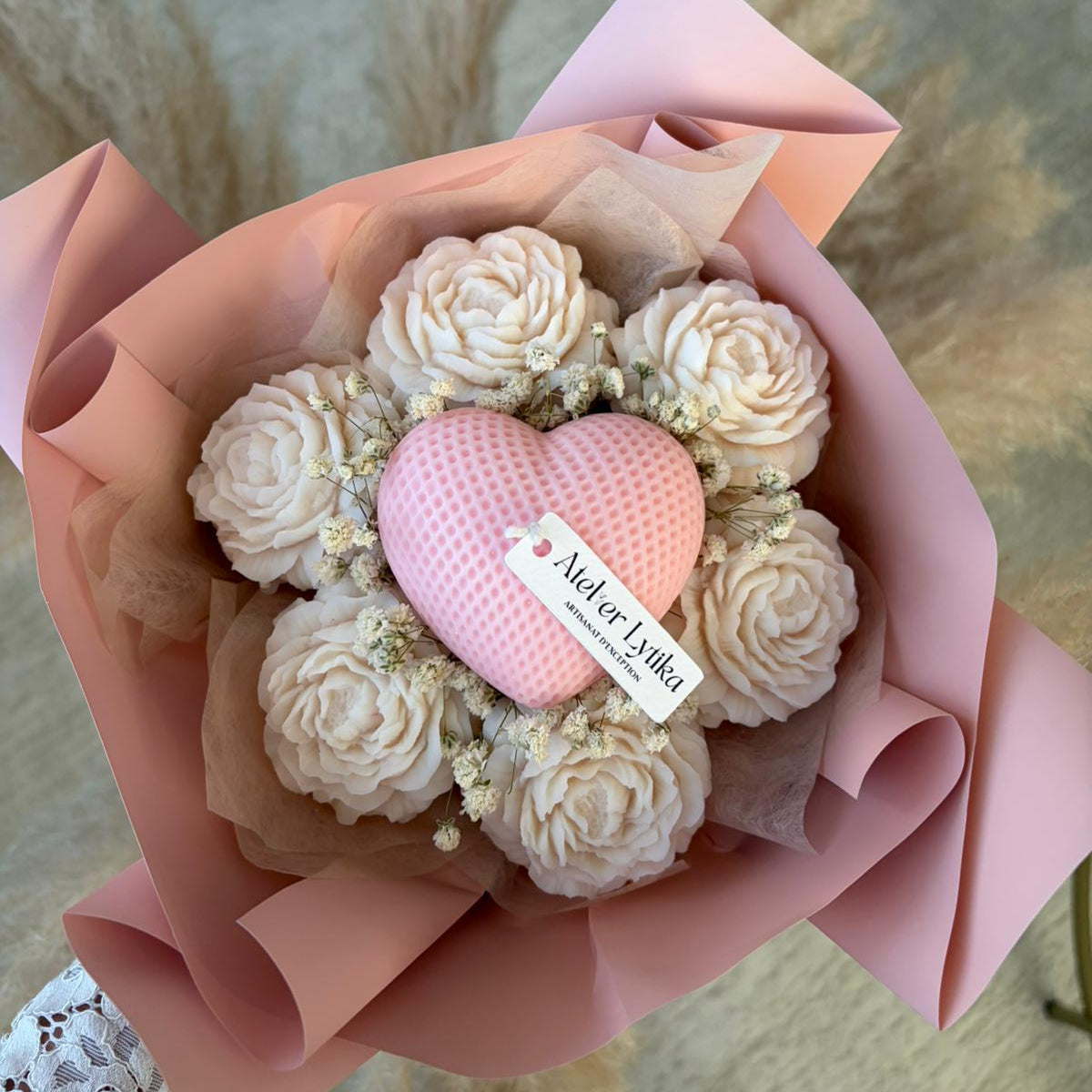 Bouquet parfumé – Fondants & Bougie cœur