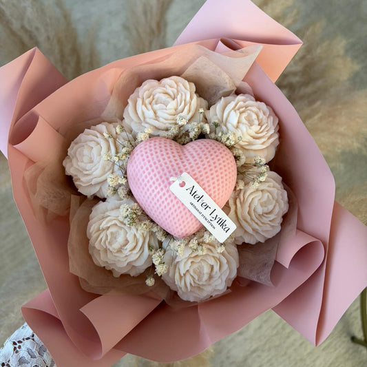 Bouquet parfumé – Fondants & Bougie cœur